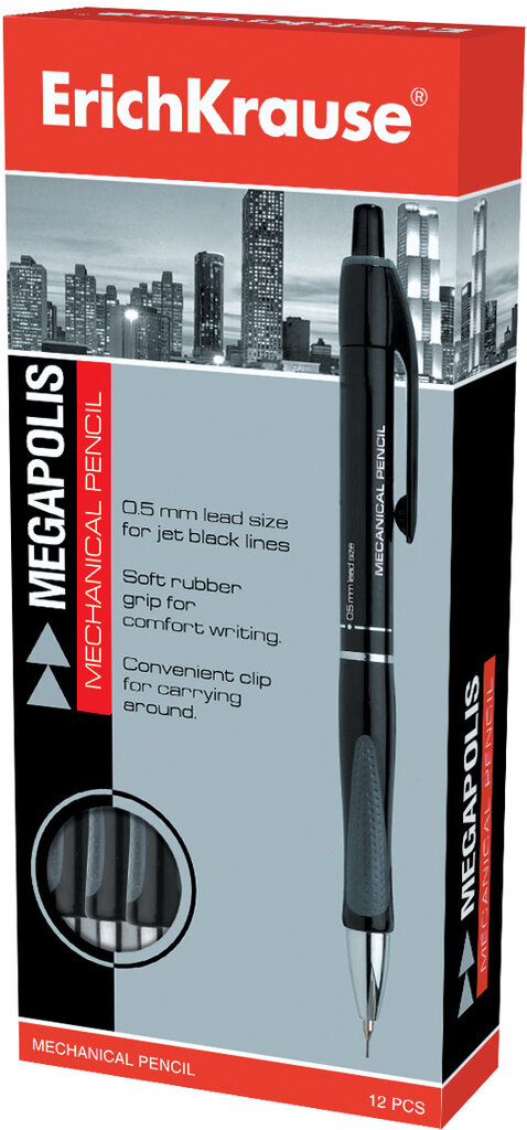 Automatinis pieštukas Erich Krause Megapolis, 0,5 mm, pilkas korpusas kaina ir informacija | Rašymo priemonės | pigu.lt