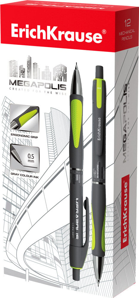 Automatinis pieštukas Erich Krause Megapolis, 0,5 mm, pilkas korpusas kaina ir informacija | Rašymo priemonės | pigu.lt