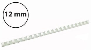 Plastikinės įrišimo spiralės, 12mm, 100vnt, baltos sp. kaina ir informacija | Kanceliarinės prekės | pigu.lt
