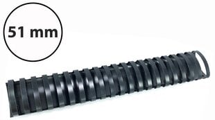 Plastikinės įrišimo spiralės, 51mm, 50vnt, juodos sp. kaina ir informacija | Kanceliarinės prekės | pigu.lt