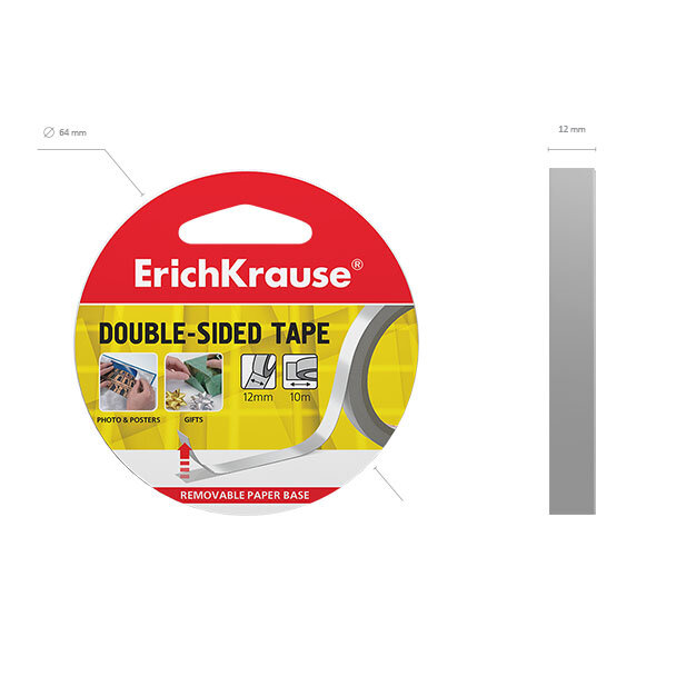 Dvipusė lipni juostelė, ErichKrause, 12mm x 10m kaina ir informacija | Kanceliarinės prekės | pigu.lt