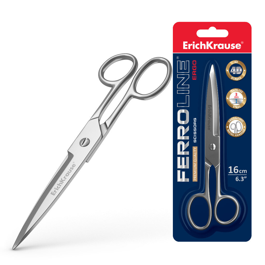 Žirklės ErichKrause® Ferro, 16 cm (lizdinėje plokštelėje po 1 vnt.) цена и информация | Kanceliarinės prekės | pigu.lt