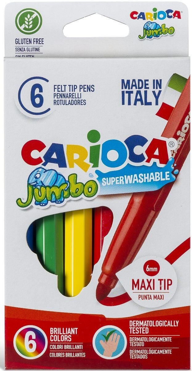 Carioca Baby Jumbo 6 Superwashable Felt Tip Pens