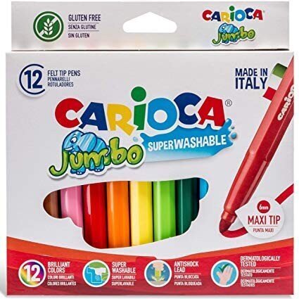 Flomasteriai Carioca Jumbo, 12 spalvų kaina ir informacija | Piešimo, tapybos, lipdymo reikmenys | pigu.lt