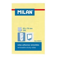 Lipnūs lapeliai Milan, 50 x 76 mm, 100 lapelių, geltoni kaina ir informacija | Sąsiuviniai ir popieriaus prekės | pigu.lt