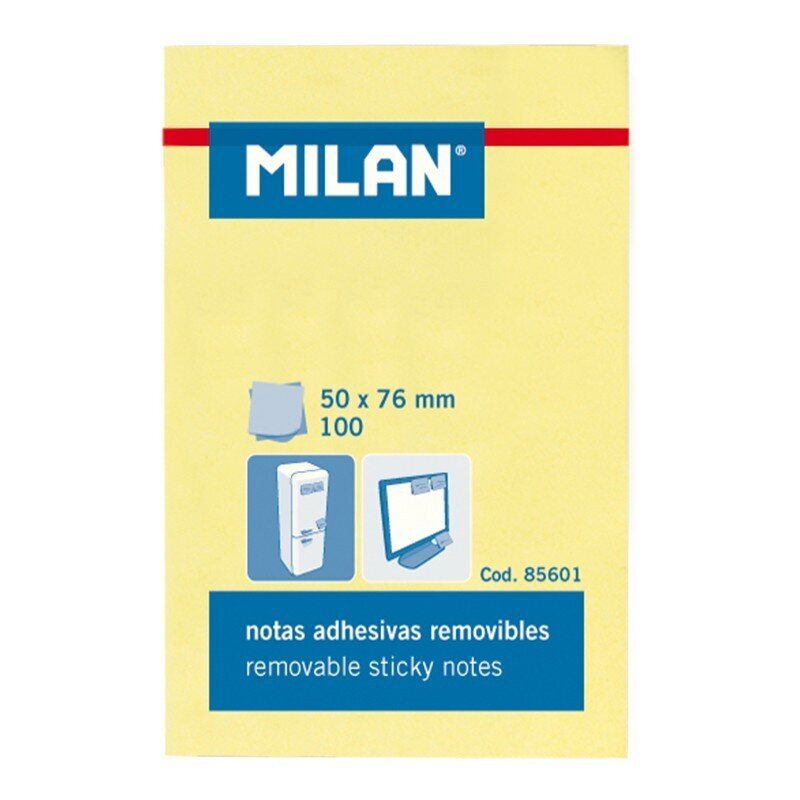 Lipnūs lapeliai Milan, 50 x 76 mm, 100 lapelių, geltoni kaina ir informacija | Sąsiuviniai ir popieriaus prekės | pigu.lt