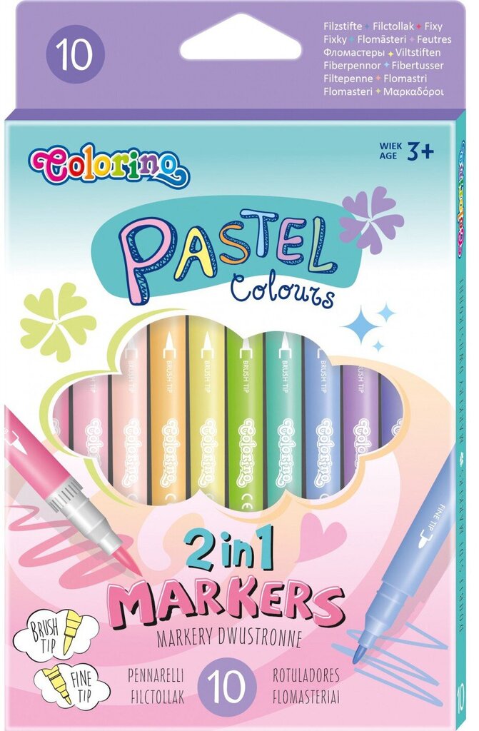 Dvipusiai flomasteriai Colorino Pastel, 10 spalvų kaina ir informacija | Piešimo, tapybos, lipdymo reikmenys | pigu.lt
