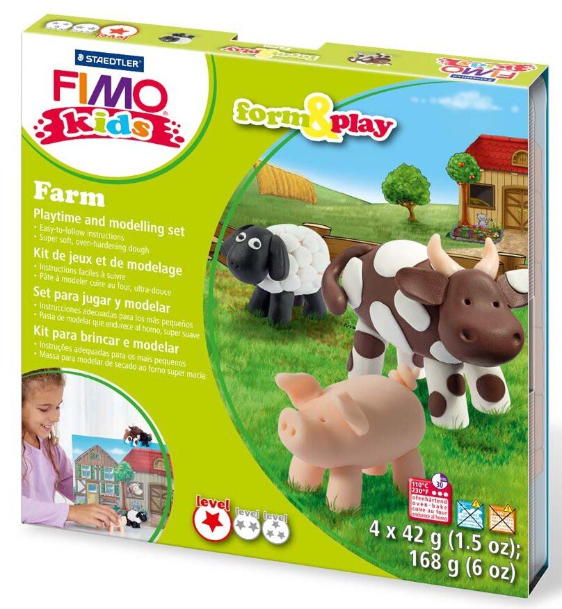 Polimerinio molio kūrybinis rinkinys vaikams Fimo "Ferma" kaina ir informacija | Lavinamieji žaislai | pigu.lt
