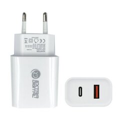 Extra Digital USB+ Type C: 220V, 36W, 3A, PD+QC3.0 цена и информация | Зарядные устройства для телефонов | pigu.lt