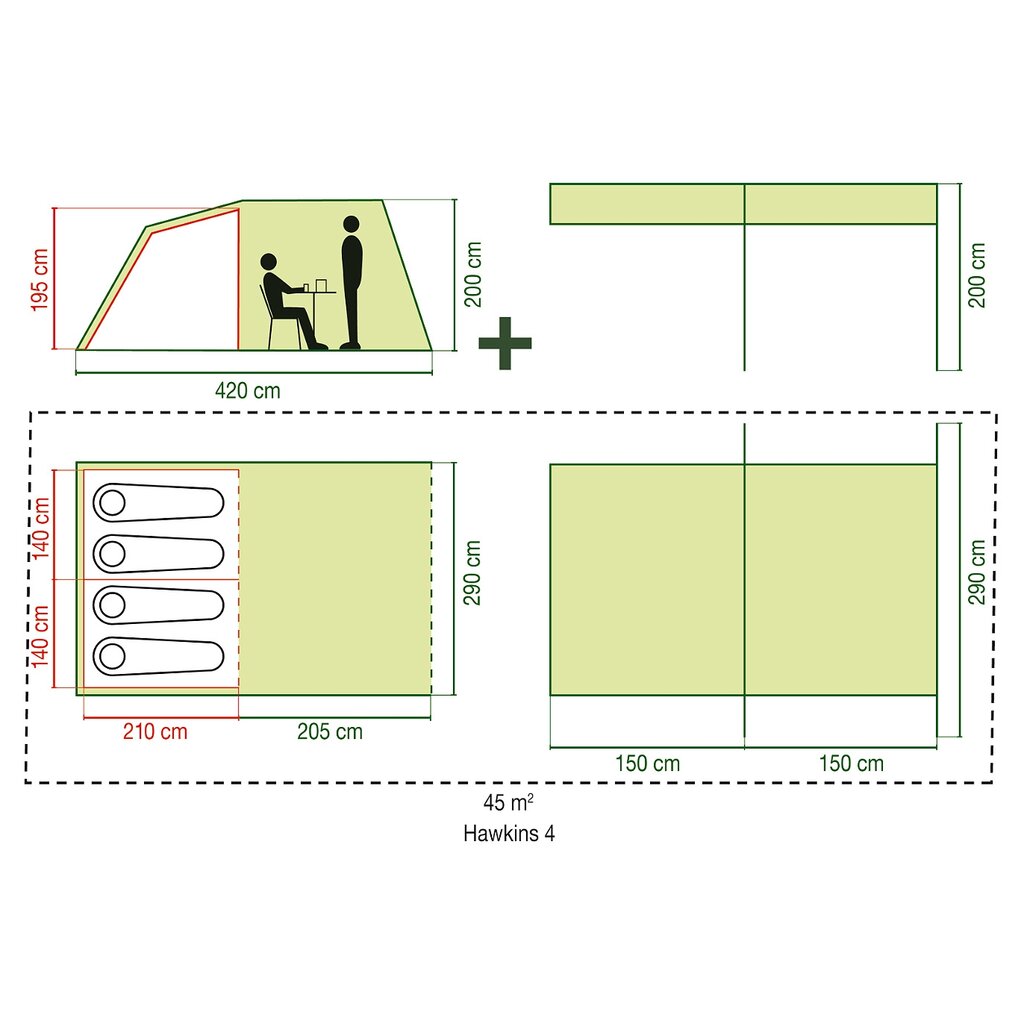 Palapinė Coleman HAWKINS 4 kaina ir informacija | Palapinės | pigu.lt