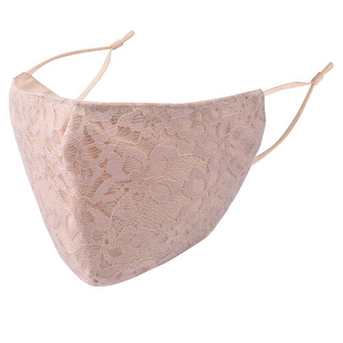 BYS Daugkartinio audinio veido kaukė, 3 Layer Lace Pink with Nude kaina ir informacija | Pirmoji pagalba | pigu.lt