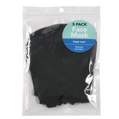 BYS Daugkartinio audinio veido kaukė, Single Layer Polyspandex Black 5Pc kaina ir informacija | Pirmoji pagalba | pigu.lt