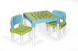Vaikiškas staliukas su kėdutėmis Alfa, žalias/šviesiai mėlynas kaina ir informacija | Vaikiškos kėdutės ir staliukai | pigu.lt