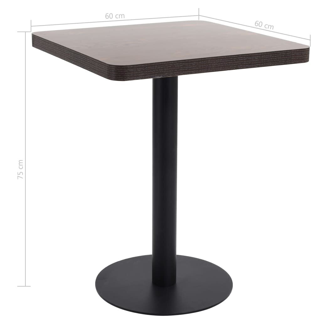 Bistro staliukas, 60x60 cm, rudas цена и информация | Virtuvės ir valgomojo stalai, staliukai | pigu.lt