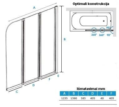 Vonia Besco Cornea + mobili stiklo sienelė цена и информация | Vonios | pigu.lt