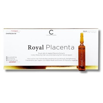 Karališkos ampulės su augaline placenta nuo plaukų slinkimo Cosmofarma Royal Placenta 12 x 10 ml kaina ir informacija | Priemonės plaukų stiprinimui | pigu.lt