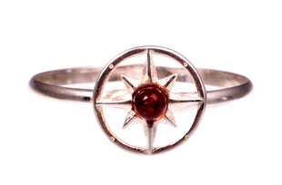 Gintaro - sidabro žiedas "Saulės ratas" цена и информация | Кольца | pigu.lt