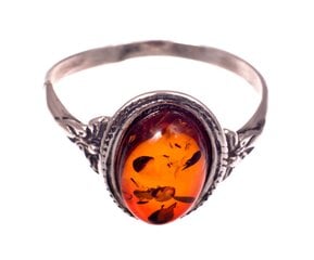 Sidabro - gintaro žiedas „Vasaros saulė“ kaina ir informacija | Žiedai | pigu.lt
