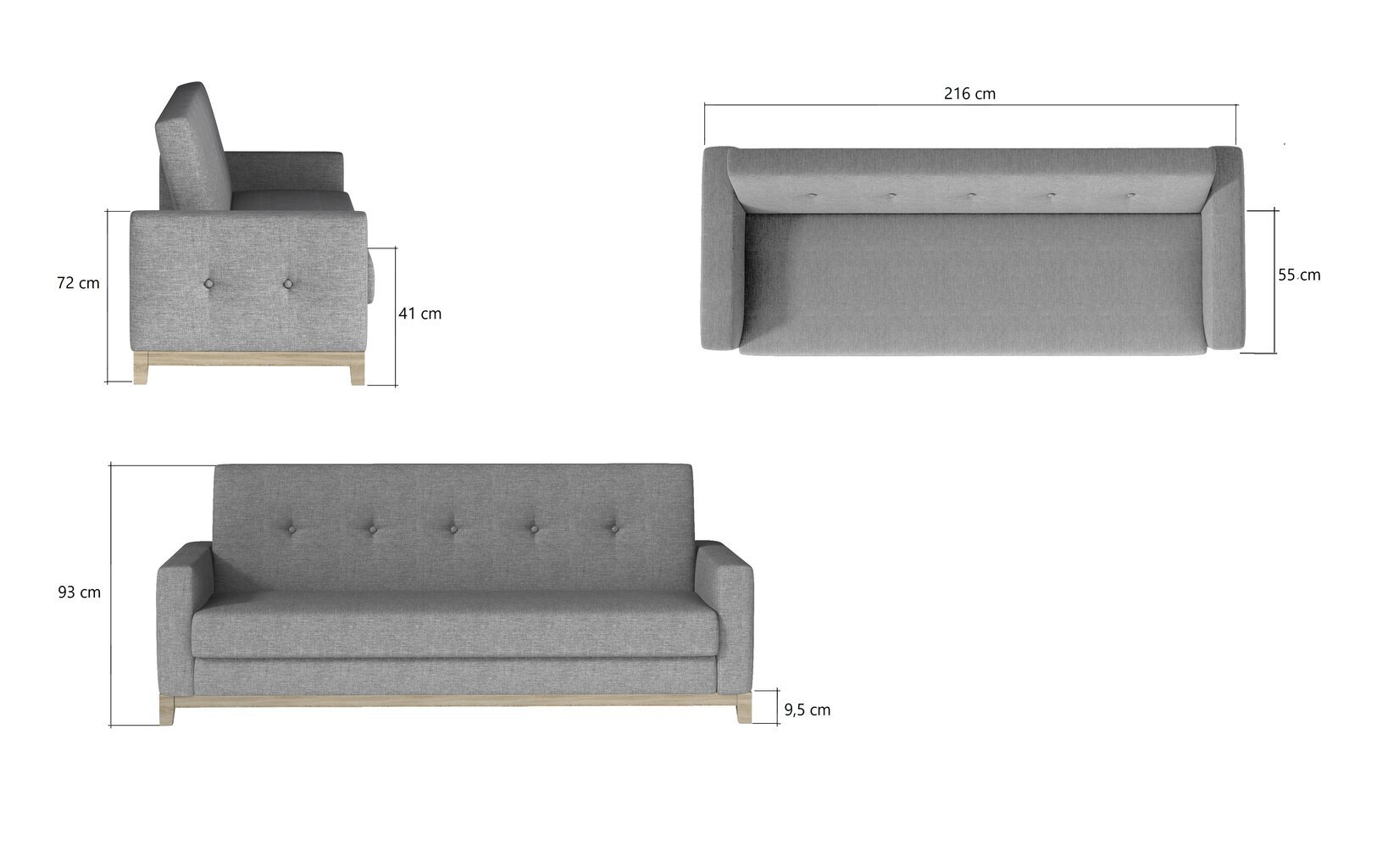 Sofa NORE Selene 04, geltona цена и информация | Sofos | pigu.lt