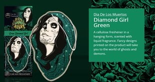 Стильный освежитель воздуха Aroma Dia De Los Muertos Green Diamond Girl цена и информация | Освежители воздуха для салона | pigu.lt