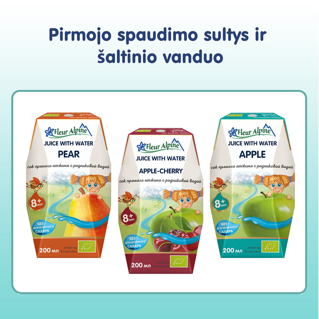 Ekologiškas obuolių sulčių gėrimas Fleur Alpine, vaikams nuo 8 mėn, 200 ml. x 12 vnt. цена и информация | Užkandžiai, gėrimai vaikams | pigu.lt