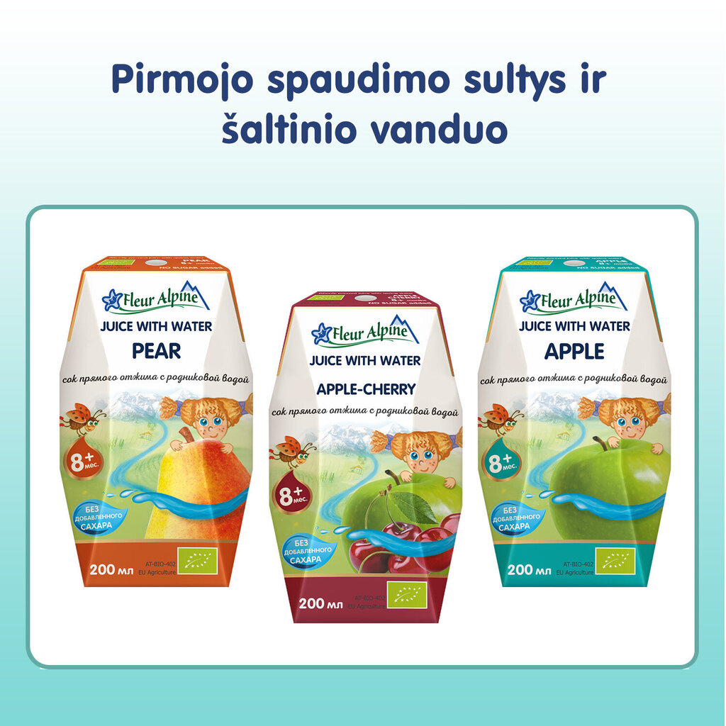 Ekologiškas obuolių sulčių gėrimas Fleur Alpine, vaikams nuo 8 mėn, 200 ml. x 12 vnt. kaina ir informacija | Užkandžiai, gėrimai vaikams | pigu.lt