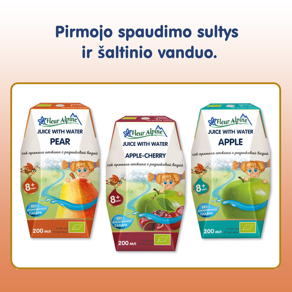 Ekologiškas kriaušių sulčių gėrimas Fleur Alpine, vaikams nuo 8 mėn, 200 ml. x 12 vnt. kaina ir informacija | Užkandžiai, gėrimai vaikams | pigu.lt