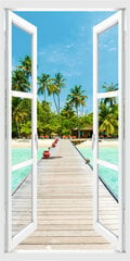 3D Наклейка интерьера Окно. Тропический пейзаж на отдыхе цена и информация | Интерьерные наклейки | pigu.lt