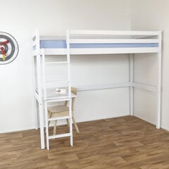 Vaikiška lovytė su rašomuoju stalu, 90x200 cm, balta kaina ir informacija | Vaikiškos lovos | pigu.lt