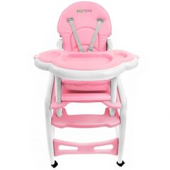 Daugiafunkcinė maitinimo kėdutė Ecotoys 3in1, rožinė kaina ir informacija | Maitinimo kėdutės | pigu.lt