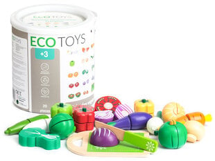 Овощи деревянные «Ecotoys», 20 шт. цена и информация | Игрушки для девочек | pigu.lt