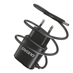 Dudao 2x USB buitinis įkroviklis USB - Type C 12 W kabelis juodas (A2ProT black) kaina ir informacija | Krovikliai telefonams | pigu.lt