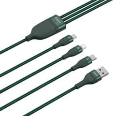 Кабель Baseus 3в1 USB — Lightning / USB Type C / micro USB для зарядки данных 1,2 м 5 A 480 Мбит/с 40 Вт, зеленый (CA1T3-06) цена и информация | Кабели для телефонов | pigu.lt