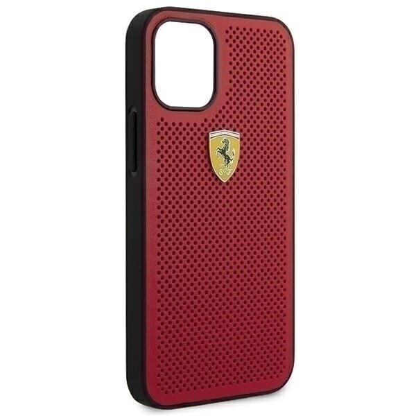 Dėklas Ferrari On Tarck - Perforated skirtas Apple iPhone 12 Mini, raudona kaina ir informacija | Telefono dėklai | pigu.lt