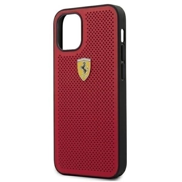 Dėklas Ferrari On Tarck - Perforated skirtas Apple iPhone 12 Mini, raudona kaina ir informacija | Telefono dėklai | pigu.lt