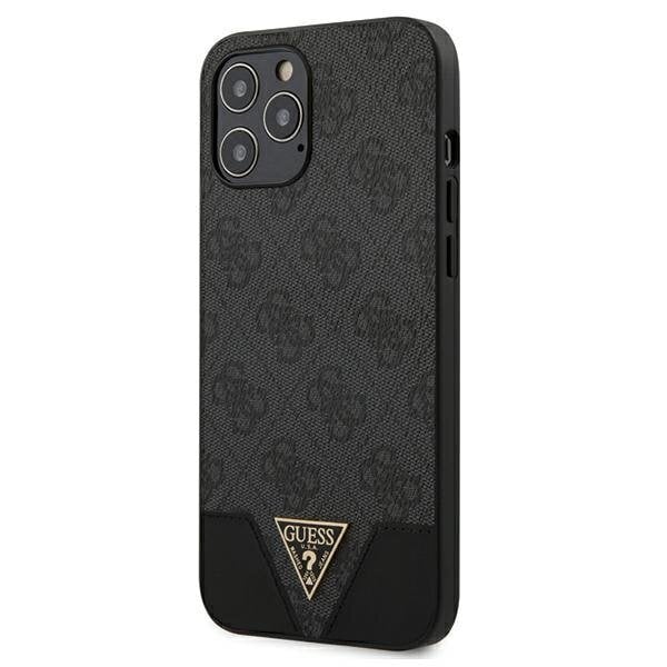 GUHCP12LPU4GHBK Guess 4G Triangle Cover, skirtas iPhone 12 Pro Max 6.7 Grey kaina ir informacija | Telefono dėklai | pigu.lt