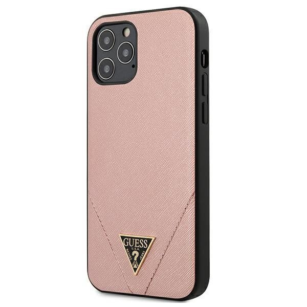 Guess Hardcase Saffiano skirtas iPhone 12 Pro Max, rožinis kaina ir informacija | Telefono dėklai | pigu.lt