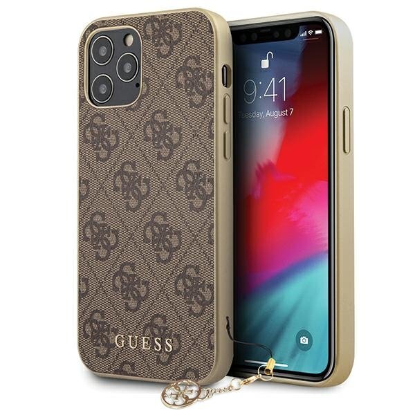 Dėklas Guess GUHCP12MGF4GBR skirtas iPhone 12/12 Pro, ruda kaina ir informacija | Telefono dėklai | pigu.lt