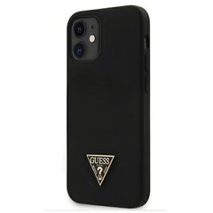 GUHCP12SLSTMBK Guess Silicone Metal Triangle Cover for iPhone 12 mini 5.4 Black kaina ir informacija | Telefono dėklai | pigu.lt