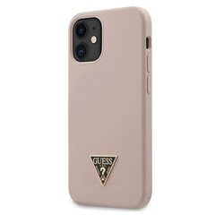 GUHCP12SLSTMLP Guess Silicone Metal Triangle Cover for iPhone 12 mini 5.4 Light Pink kaina ir informacija | Telefono dėklai | pigu.lt