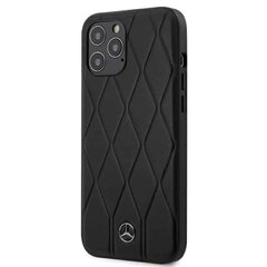 Mercedes Leather Wave Line dėklas, skirtas iPhone 12 Pro Max (juodas) kaina ir informacija | Telefono dėklai | pigu.lt