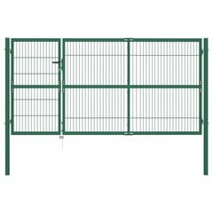 Sodo/kiemo vartai, su stulpais, žali, 350x140cm, plienas kaina ir informacija | Tvoros ir jų priedai | pigu.lt