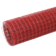 Vielos tinklas su PVC danga, raudonas, 10x1m kaina ir informacija | Tvoros ir jų priedai | pigu.lt