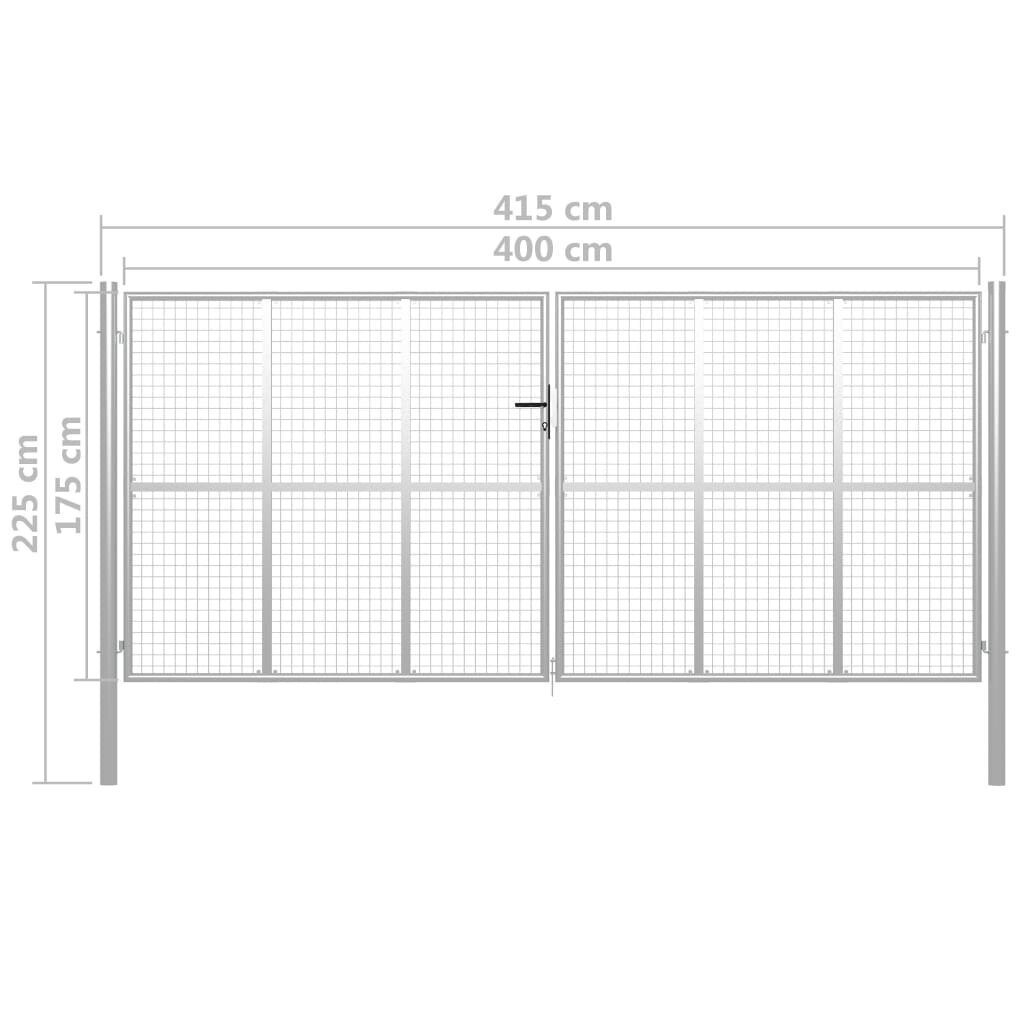 Sodo vartai, sidabrinės sp., 415x225cm, galvanizuotas plienas цена и информация | Tvoros ir jų priedai | pigu.lt