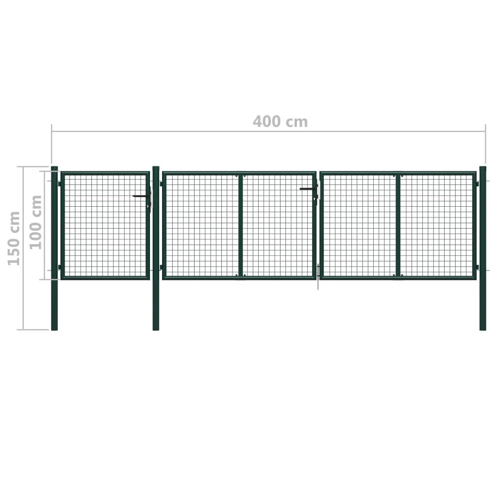 Sodo vartai, žalios spalvos, 400x100cm, plienas kaina ir informacija | Tvoros ir jų priedai | pigu.lt