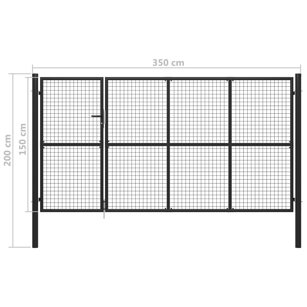 Sodo vartai, 350x150cm, plienas, antracito spalvos kaina ir informacija | Tvoros ir jų priedai | pigu.lt