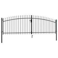 Dvigubi vartai su iečių viršugaliais, plienas, 400x150cm kaina ir informacija | Tvoros ir jų priedai | pigu.lt