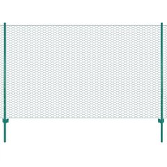 Tinklinė tvora iš vielos su stulpais, žalia, 25x2 m kaina ir informacija | Tvoros ir jų priedai | pigu.lt