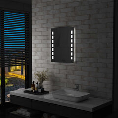Sieninis vonios kambario veidrodis su LED, 50x60cm, kaina ir informacija | Veidrodžiai | pigu.lt