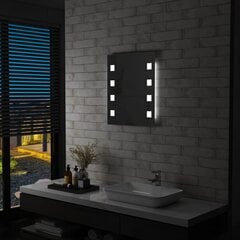 Sieninis vonios kambario veidrodis su LED, 50x60cm цена и информация | Зеркала | pigu.lt